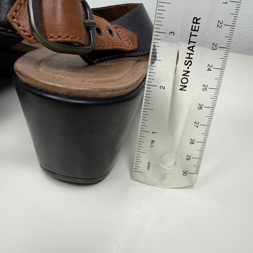 Dansko Jacinda Wedge Sandals Black Leather Cross Strap Comfort Boho 38EU/7.5-8US - Picture 10 of 11